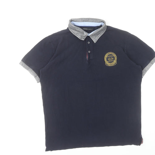 Selected Homme Men's Navy Blue XL Polo Shirt Short Sleeve Cotton