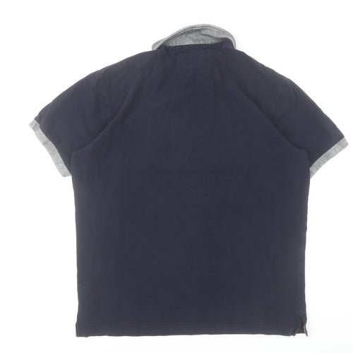 Selected Homme Men's Navy Blue XL Polo Shirt Short Sleeve Cotton