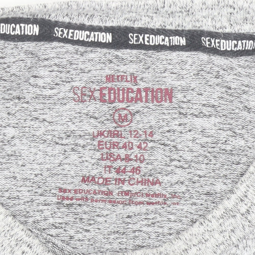 Sex Education Womens Grey Cropped Logo T-Shirt M Size 12-14
