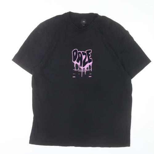 River Island Men’s Black L Graphic Print Cotton T-Shirt