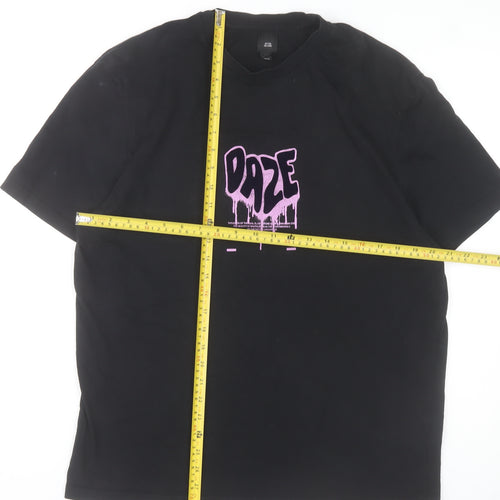 River Island Men’s Black L Graphic Print Cotton T-Shirt
