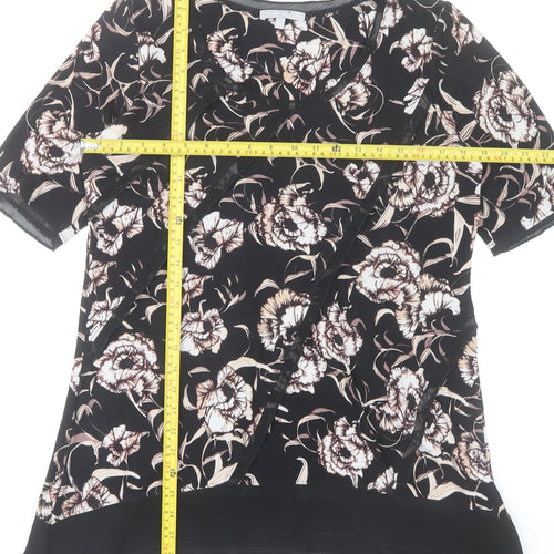 Marks & Spencer Women’s Black Floral Blouse Size 14 Short Sleeve Tunic