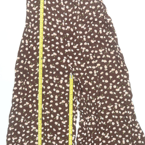 Miss Selfridge Women’s Brown Floral Wide-Leg Jumpsuit Size 10