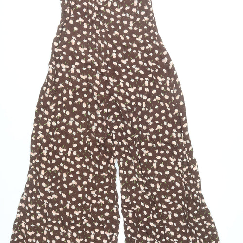 Miss Selfridge Women’s Brown Floral Wide-Leg Jumpsuit Size 10