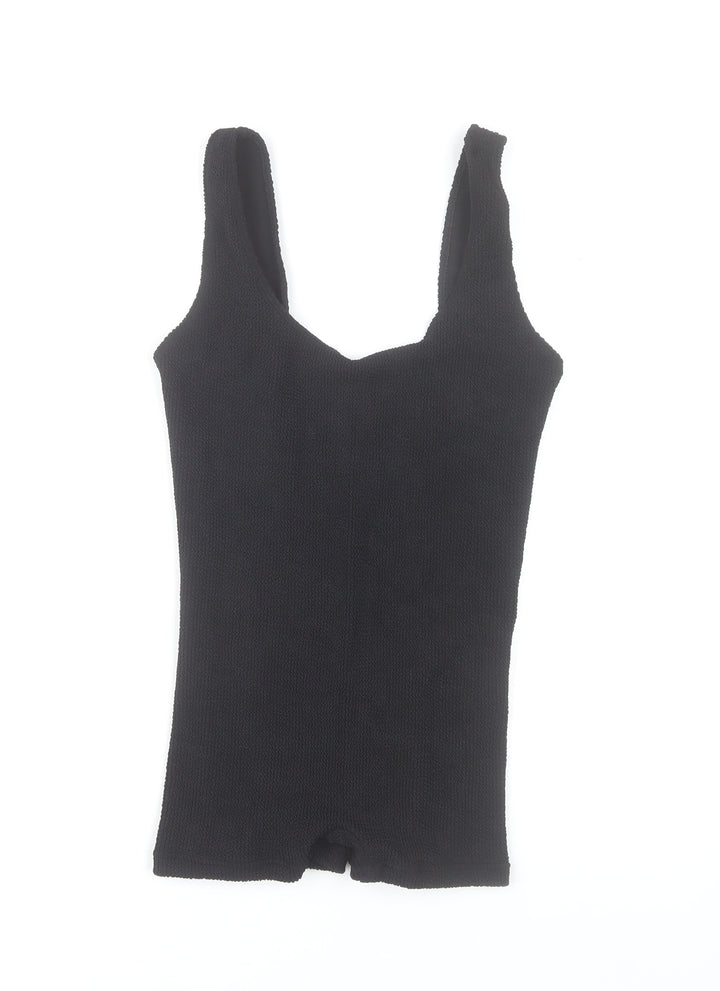 ASOS DESIGN Women Black One Size Stretch Knit Playsuit