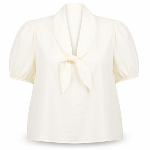 Marks and Spencer Women’s Ivory Blouse Size 18 Puff Sleeve Tie Neck