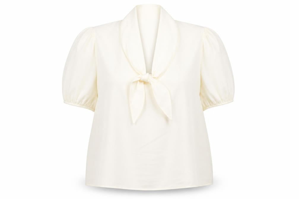 Marks and Spencer Women’s Ivory Blouse Size 18 Puff Sleeve Tie Neck