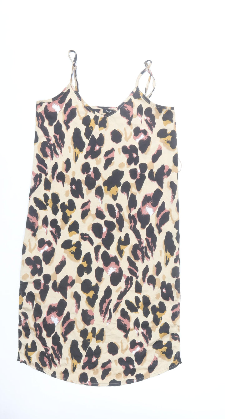 Boohoo Women’s Multicoloured Leopard Print Slip Dress Size 6