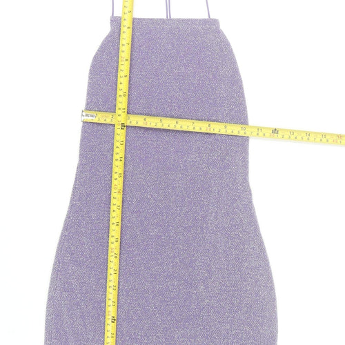 H&M Divided Women’s Purple Glitter Bodycon Halter Mini Dress Size S