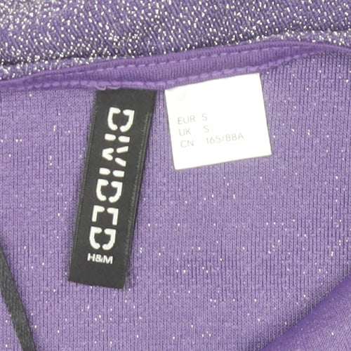 H&M Divided Women’s Purple Glitter Bodycon Halter Mini Dress Size S
