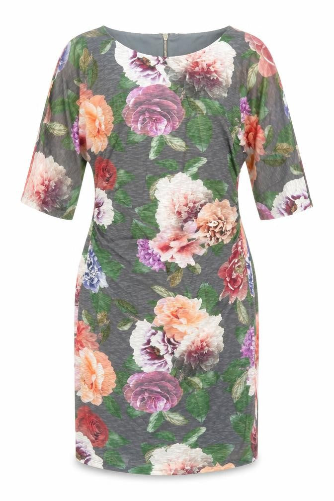Front view of Phase Eight women’s multicoloured floral sheath dress, size UK 16