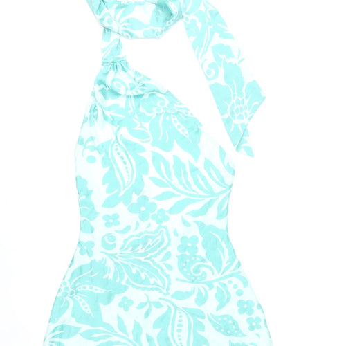 PrettyLittleThing Women’s Blue Floral Halter Mini Dress UK 10