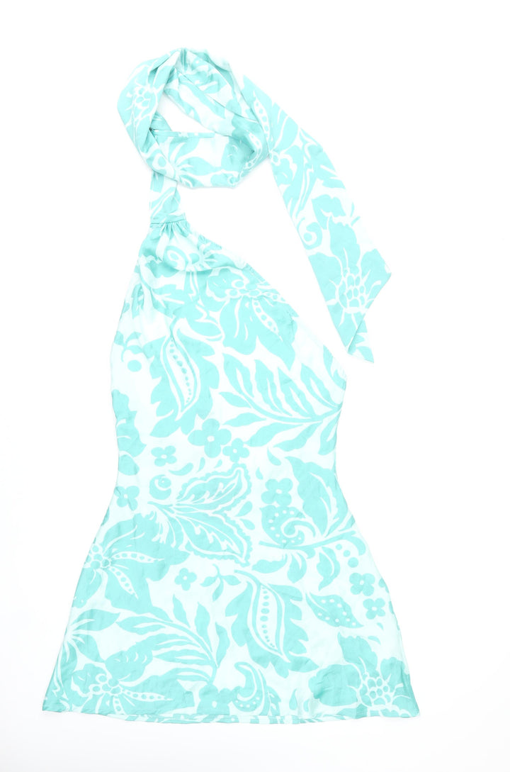 PrettyLittleThing Women’s Blue Floral Halter Mini Dress UK 10