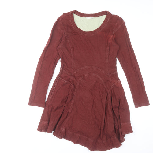 Whistles Women’s Red Cotton Skater Dress Size 12 Long Sleeve