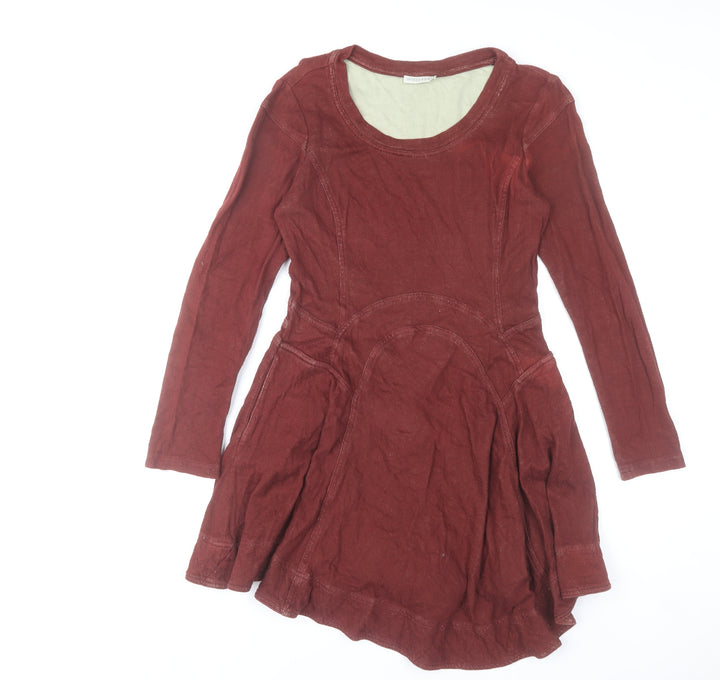 Whistles Women’s Red Cotton Skater Dress Size 12 Long Sleeve
