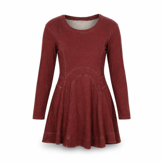 Front view of Whistles Women’s Red Cotton Skater Dress, size UK 12, Long Sleeve