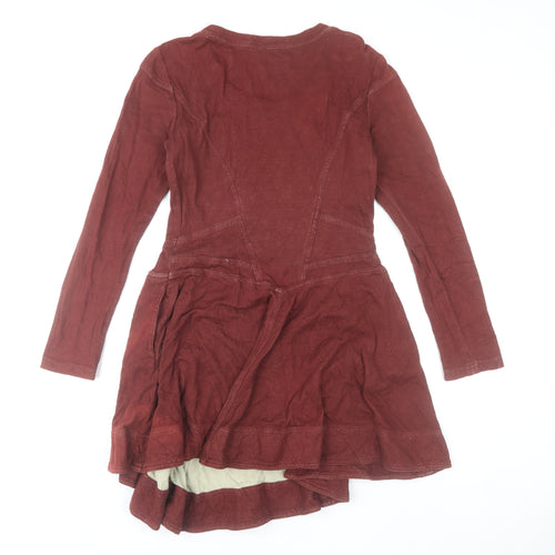 Whistles Women’s Red Cotton Skater Dress Size 12 Long Sleeve