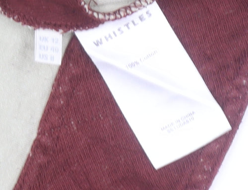 Whistles Women’s Red Cotton Skater Dress Size 12 Long Sleeve