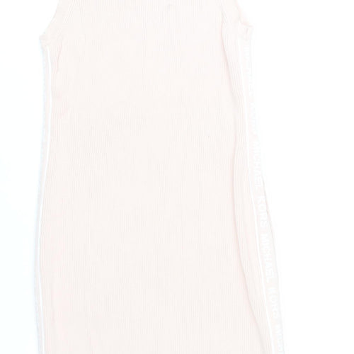 Michael Kors Womens Pink XL Tank Dress Sleeveless Logo Casual