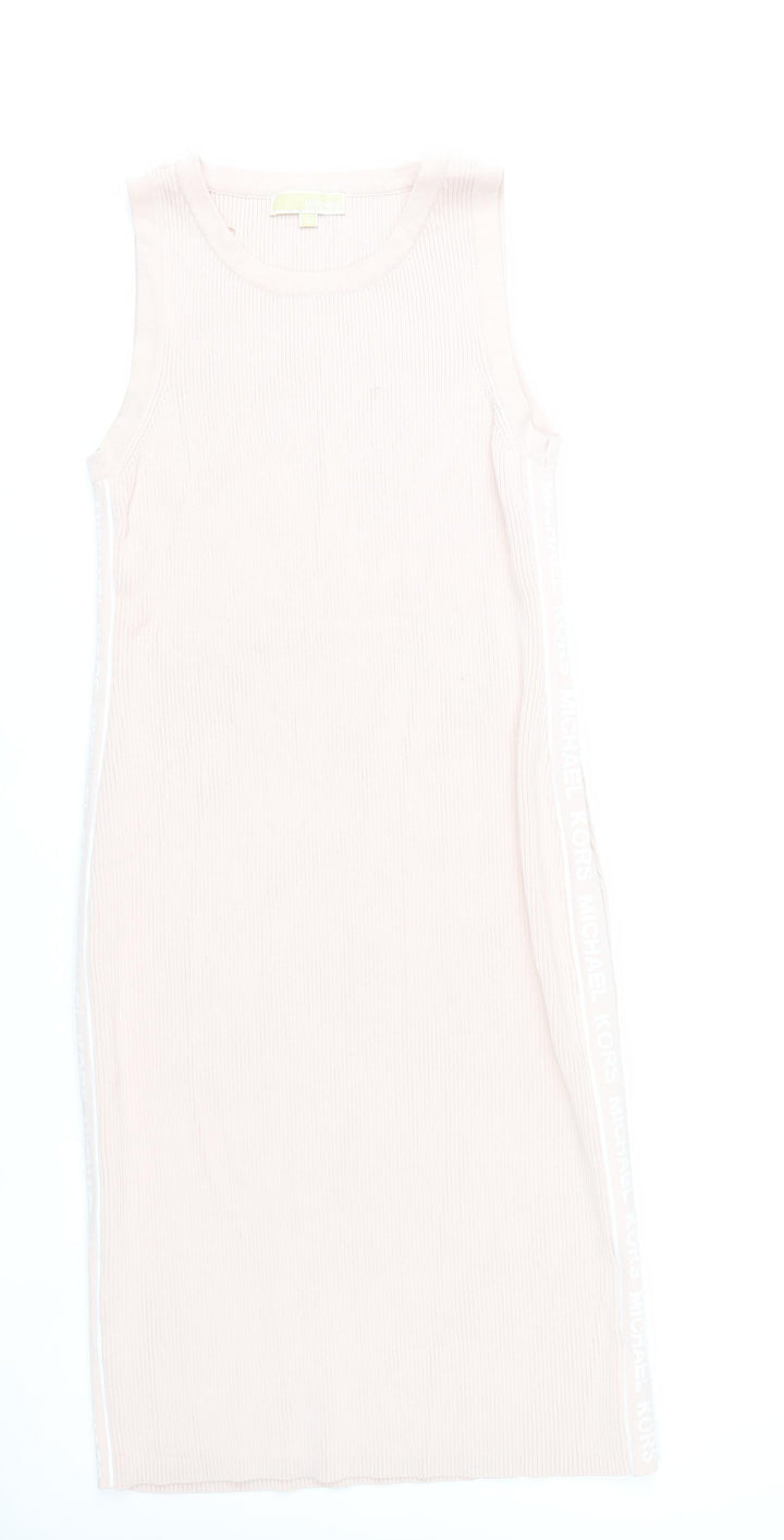 Michael Kors Womens Pink XL Tank Dress Sleeveless Logo Casual