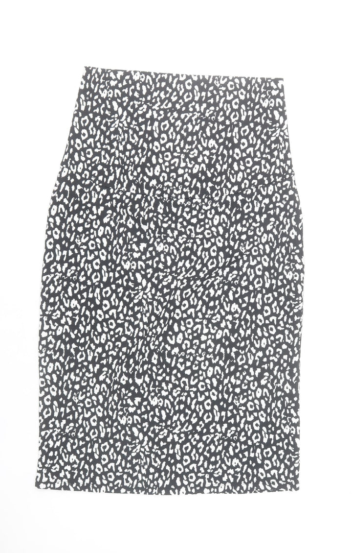 Mamalicious Women’s Black Animal Print Pencil Skirt L Maternity