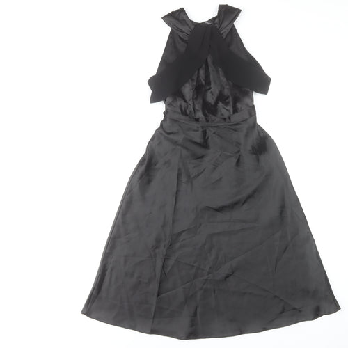 Dorothy Perkins Women’s Black Size 6 Midi Fit & Flare Halter Dress