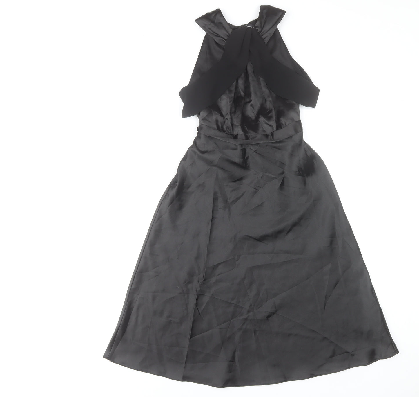 Dorothy Perkins Women’s Black Size 6 Midi Fit & Flare Halter Dress