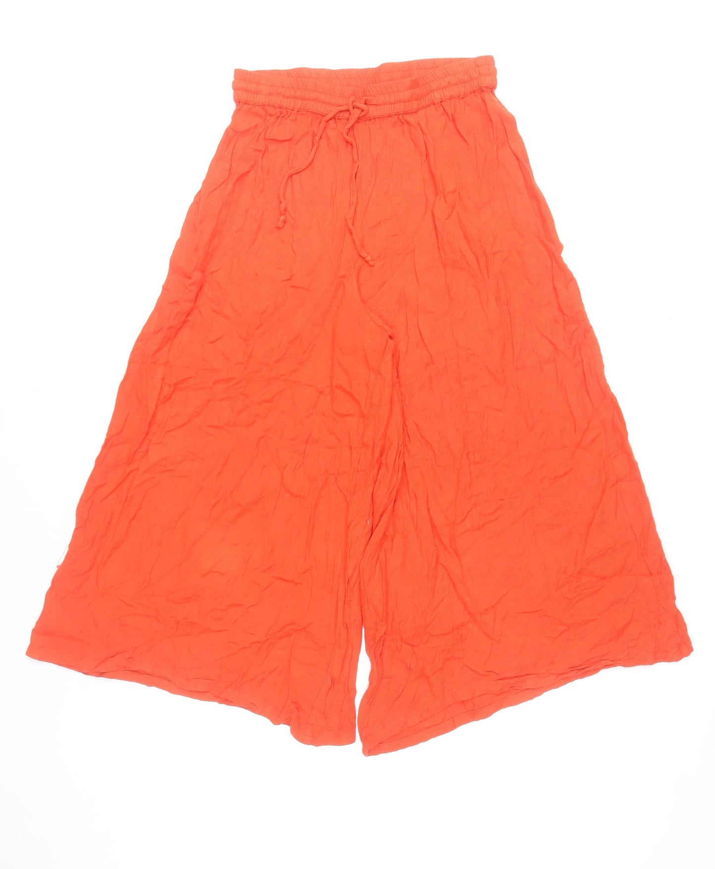 Rangmanch Women’s Orange Wide-Leg Rayon Trousers S