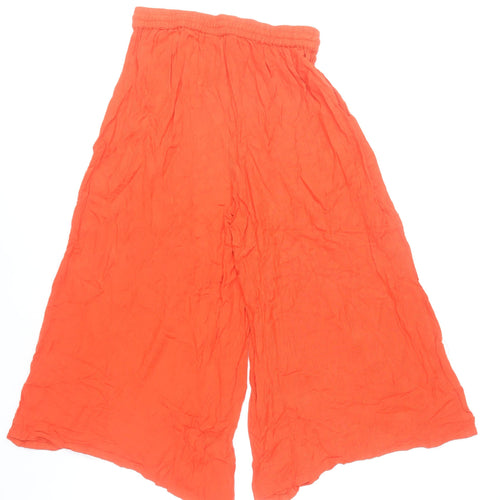 Rangmanch Women’s Orange Wide-Leg Rayon Trousers S