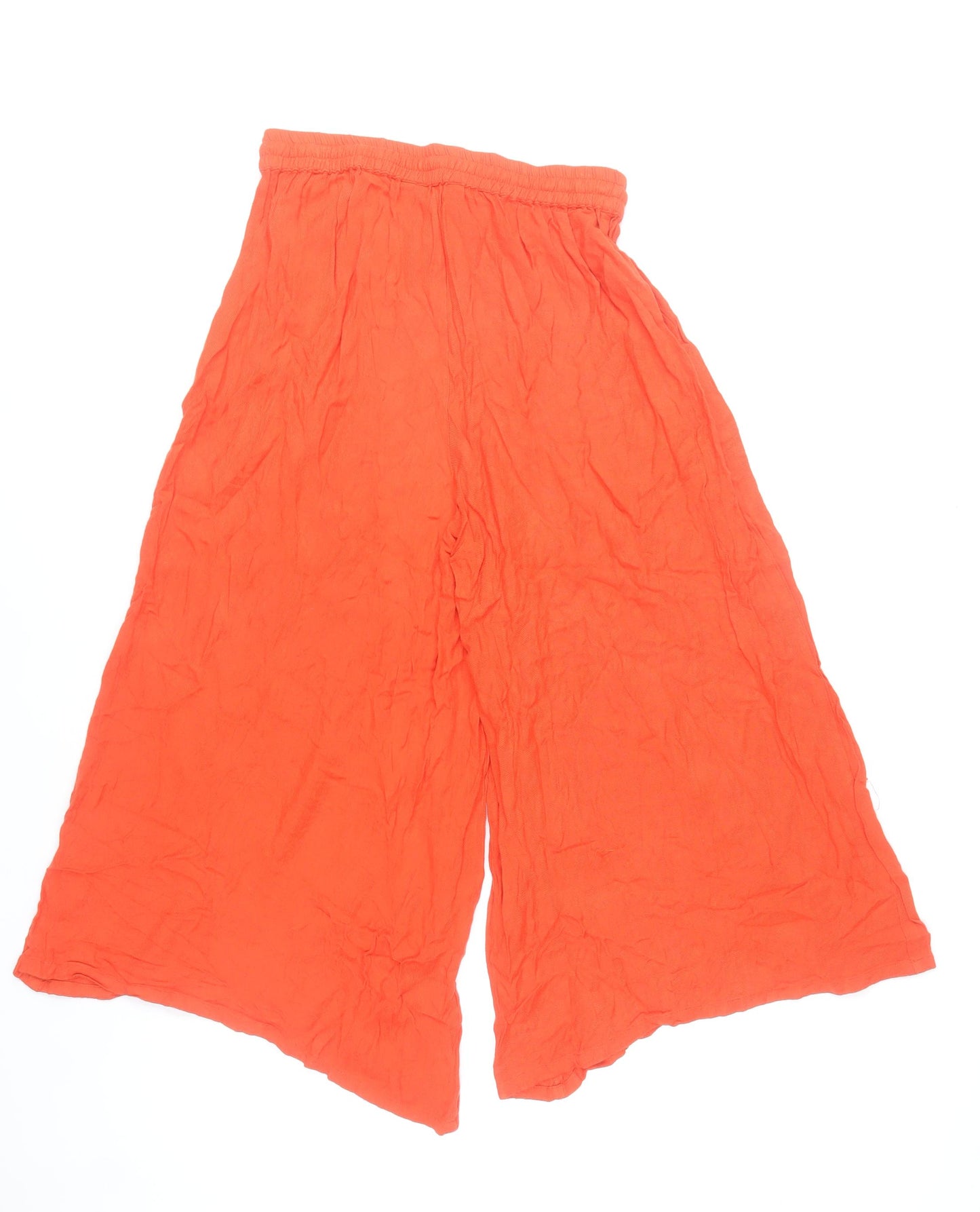 Rangmanch Women’s Orange Wide-Leg Rayon Trousers S