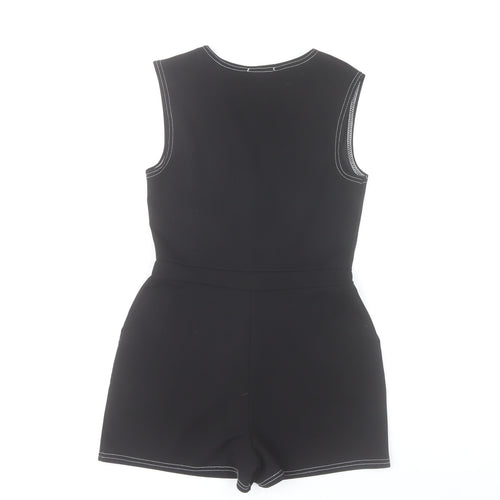 PrettyLittleThing Women Black Size 8 Sleeveless Playsuit Pockets