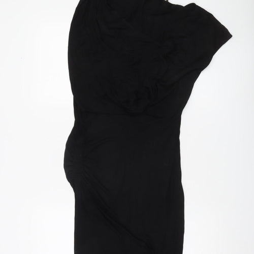 AllSaints Womens Black Strapless Bodycon Dress Size 10 Ruched