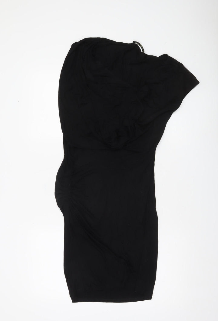 AllSaints Womens Black Strapless Bodycon Dress Size 10 Ruched