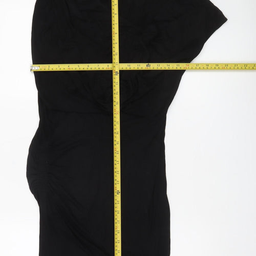 AllSaints Womens Black Strapless Bodycon Dress Size 10 Ruched