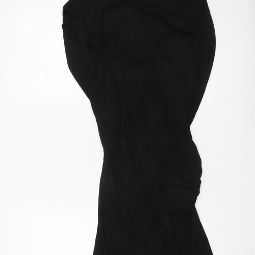 AllSaints Womens Black Strapless Bodycon Dress Size 10 Ruched