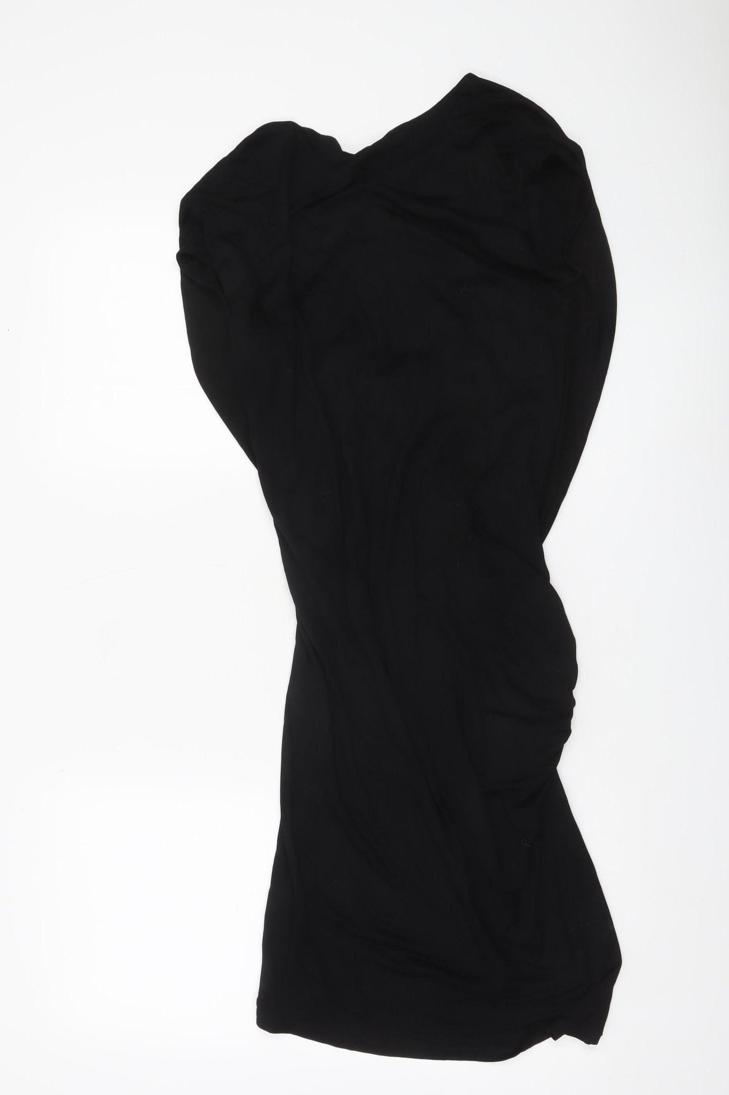AllSaints Womens Black Strapless Bodycon Dress Size 10 Ruched