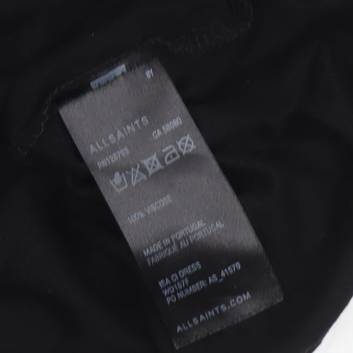AllSaints Womens Black Strapless Bodycon Dress Size 10 Ruched