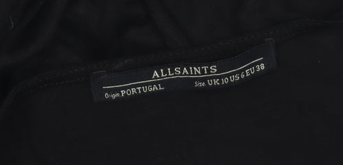AllSaints Womens Black Strapless Bodycon Dress Size 10 Ruched