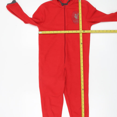 Liverpool FC Boys Red Fleece Hooded One Piece Pyjama 5-6 Years Zip Front