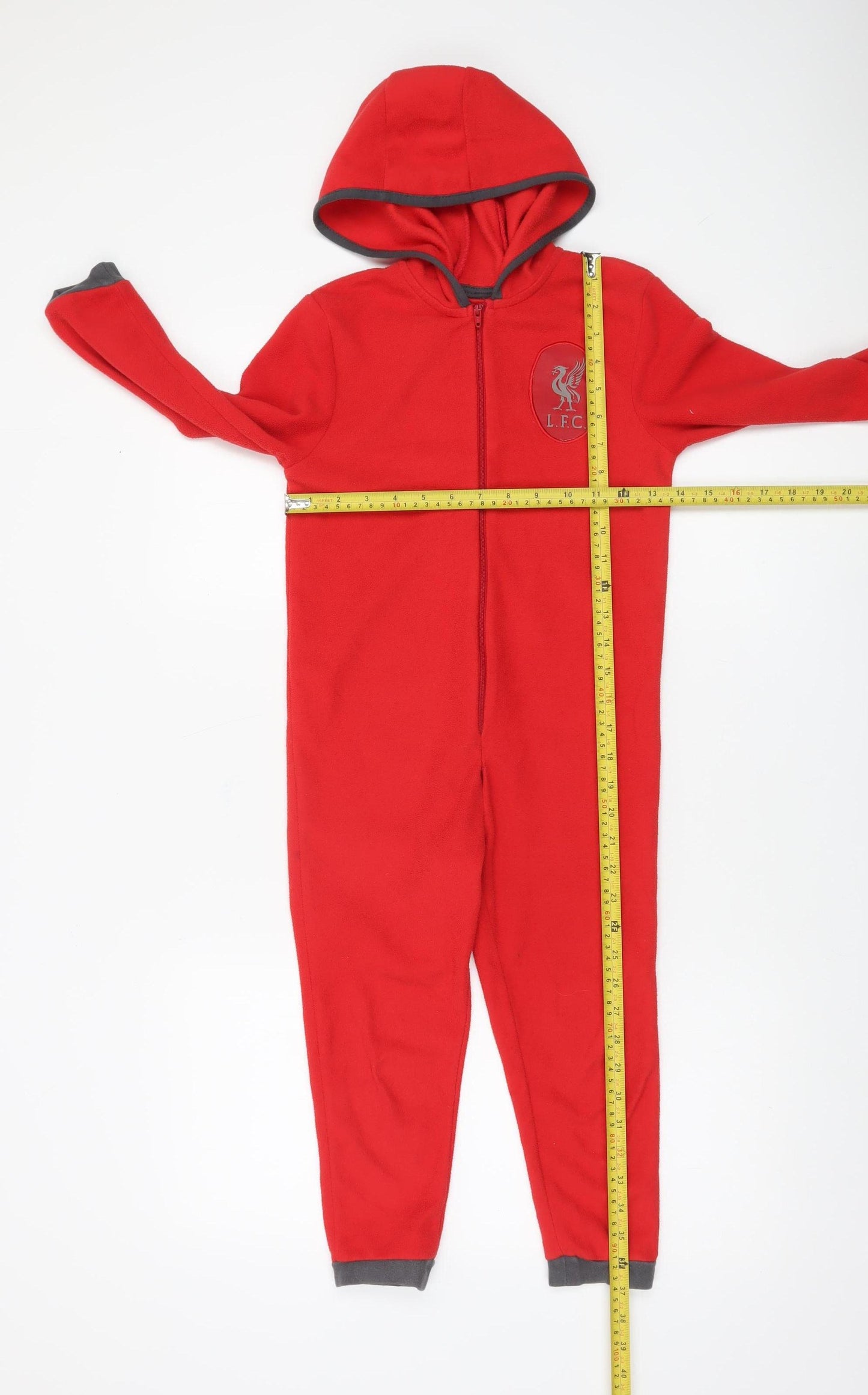 Liverpool FC Boys Red Fleece Hooded One Piece Pyjama 5-6 Years Zip Front