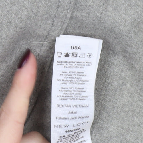 New Look Women’s Grey Fur Hooded Parka Coat UK 10 Mid-Length Winter