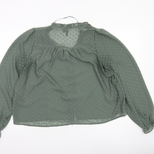 Vero Moda Women Green Size 12 Tunic Blouse Long Sleeve Ruffle Detail