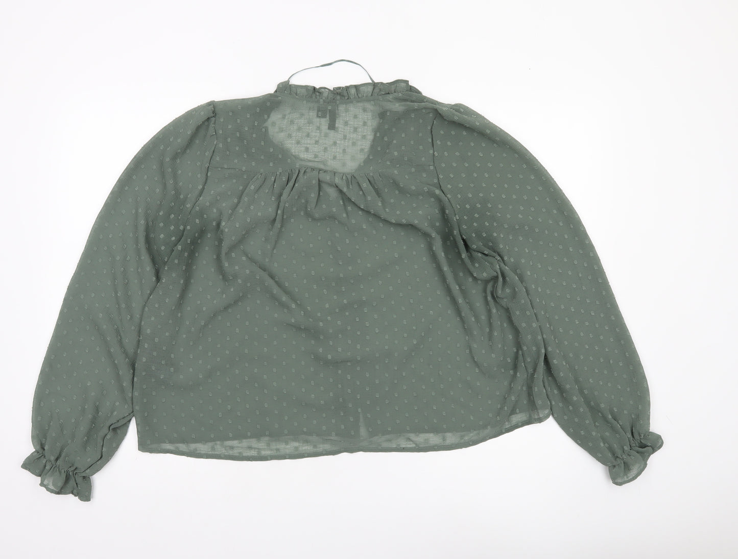Vero Moda Women Green Size 12 Tunic Blouse Long Sleeve Ruffle Detail