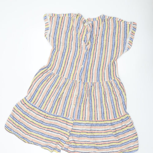 Next Women Multicoloured Striped Shirt Dress Size 14 Short Sleeve Summer