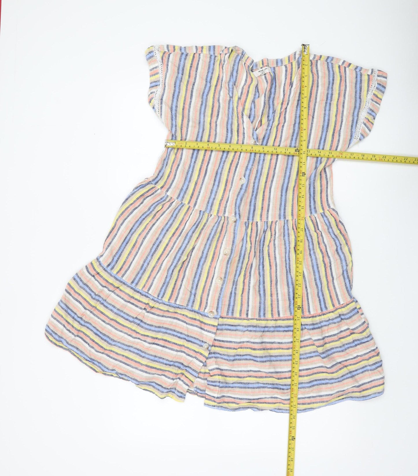 Next Women Multicoloured Striped Shirt Dress Size 14 Short Sleeve Summer