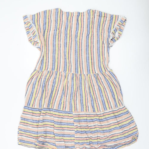 Next Women Multicoloured Striped Shirt Dress Size 14 Short Sleeve Summer