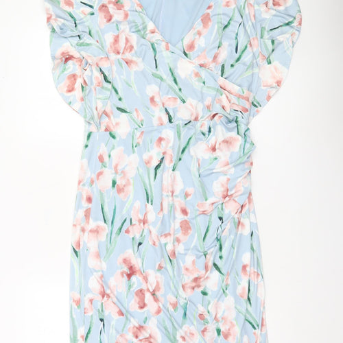 Phase Eight Women's Blue Floral Sheath Dress UK 14 Wedding Party