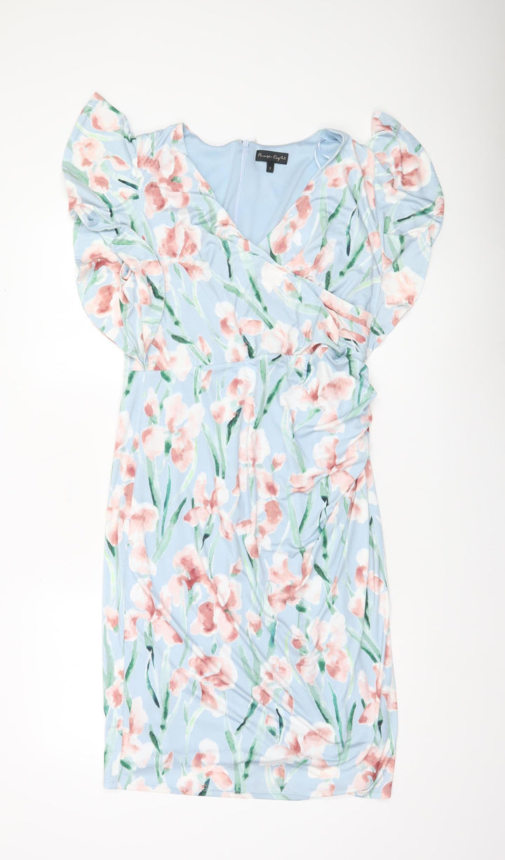 Phase Eight Women's Blue Floral Sheath Dress UK 14 Wedding Party
