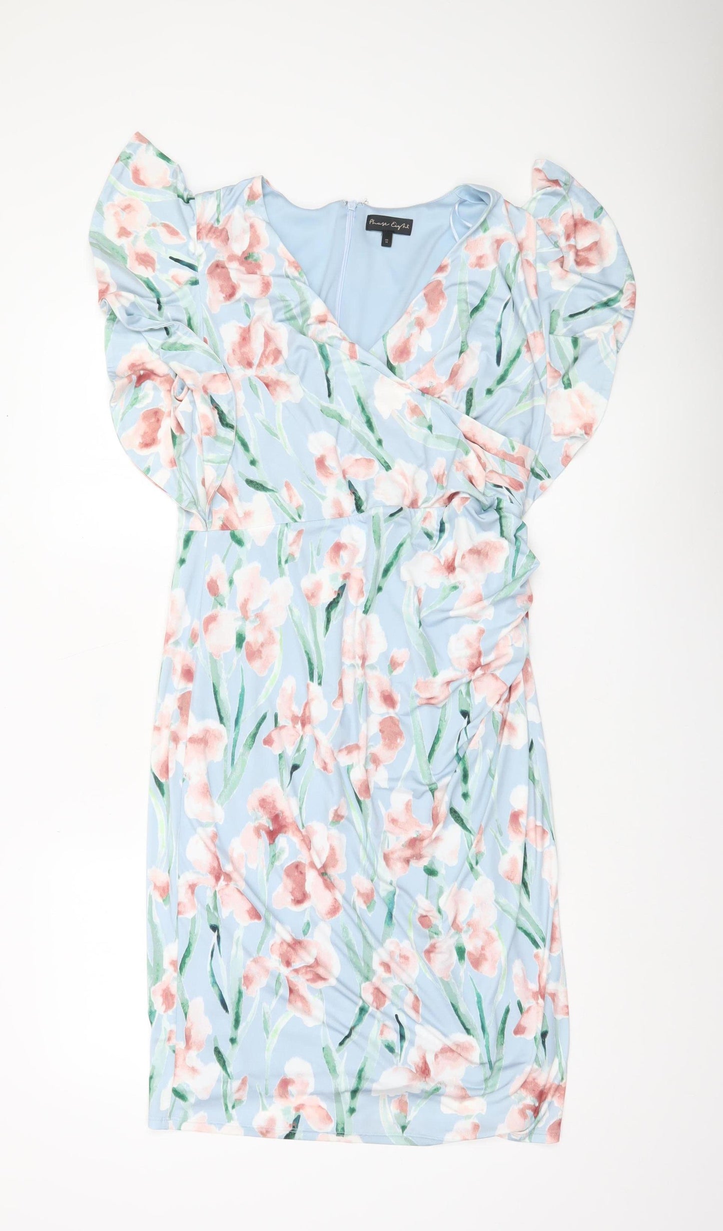 Phase Eight Women's Blue Floral Sheath Dress UK 14 Wedding Party