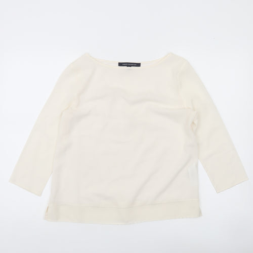 French Connection Womens Ivory Boat Neck 3/4 Sleeve Blouse Size S